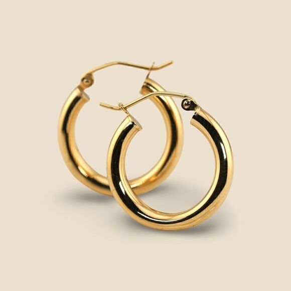 14K Real Gold Hoop Earrings | Timeless Hoop | Birthday Gift | Jewelry Essential - Picture 2 of 8